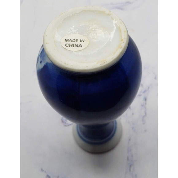 Small Porcelain Chinese Plum Blossom 4 Inch Handpainted Tulip Shaped Vase - Picture 6 of 6